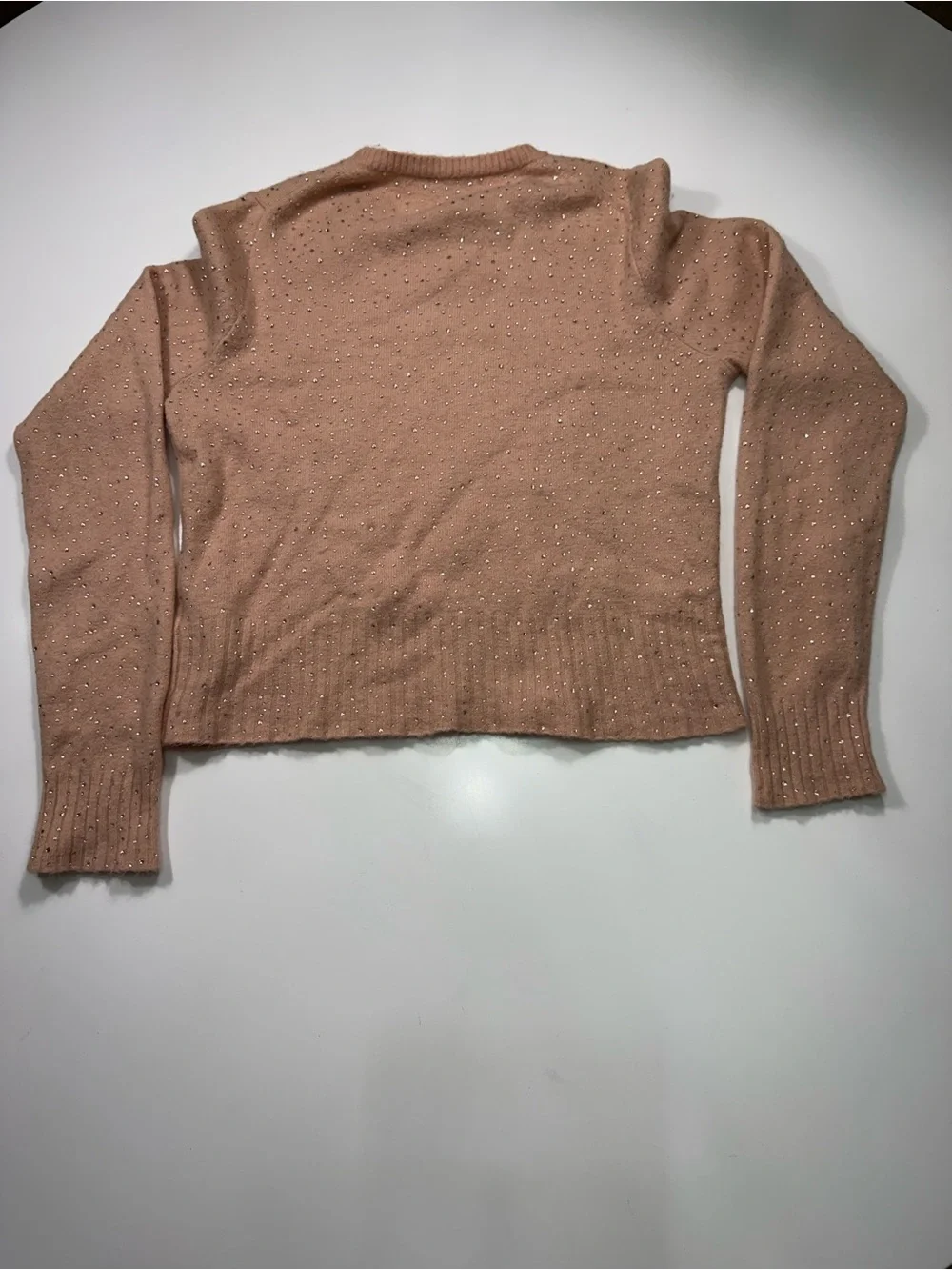 J. Crew Merino Wool Blend Peach Scoop-Neck Sweater with Subtle Sparkle